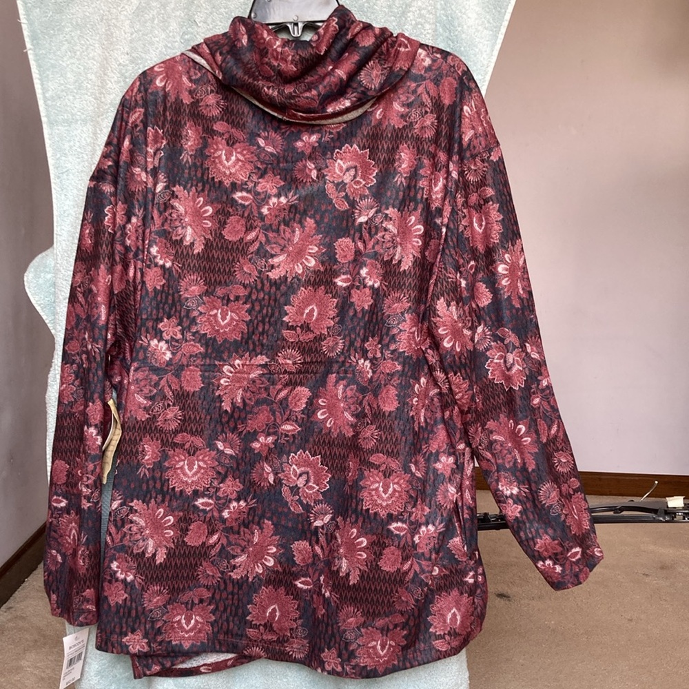 One world floral print top with pockets with bling details bohemian casual 3X - Picture 17 of 17